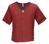 GURU SHOP Chemise de yoga, chemise alternative, en coton, légère, à manches courtes, à enfiler, pour homme, en coton, rouge, XL