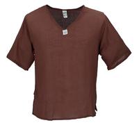 GURU SHOP Chemise de yoga, chemise alternative, en coton, légère, à manches courtes, à enfiler, pour homme, en coton, marron, XL