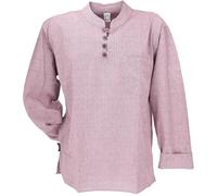 GURU SHOP Chemise de yoga Népal ethnique avec boutons en coco - Chemise kurta décontractée avec col montant - Pour homme - En coton, vieux rose, 5XL