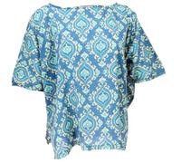 GURU SHOP Chemisier bohème ample à manches chauve-souris pour femme synthétique, bleu/blanc, 42