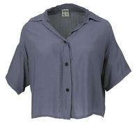 GURU SHOP Chemisier bohème basique à manches courtes - Chemisier d'été large pour femme - Synthétique, gris-bleu, 42