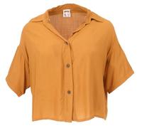 GURU SHOP Chemisier bohème basique à manches courtes - Chemisier d'été large pour femme - Synthétique, Jaune miel, 42