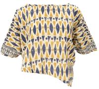 GURU SHOP Chemisier bohème, basique asymétrique, à manches courtes, chemisier d'été large, pour femme, synthétique, jaune moutarde, 42