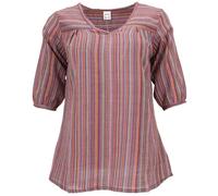 GURU SHOP Chemisier léger en coton à rayures avec col en V pour femme, coloré, 44