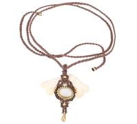 GURU SHOP Collier bohème en macramé, bijou unique pour elfe, bijou de festival, collier bohème, 9 x 8 cm, Normale, Fils de coton, Pas de pierre précieuse