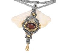 GURU SHOP Collier bohème en macramé, bijou unique pour elfe, bijou de festival, collier bohème, 9 x 8 cm, Normale, Fils de coton, Pas de pierre précieuse