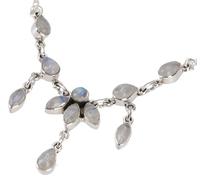 GURU SHOP Collier indien Boho en argent avec pierres semi-précieuses - Pierre de lune arc-en-ciel - 5 x 8 cm