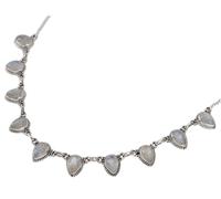 GURU SHOP Collier indien en argent avec pierres semi-précieuses, collier bohème, pierre de lune