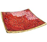 Guru-Shop Coupe Carrée en Mosaïque, Sous-verre, bol Décoratif, Coupe à Fruits en Céramique et Verre Faite Main - Motif 3, Rouge, Taille : Petit (20x20 cm), Des Bols