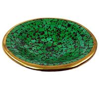 Guru-Shop Coupe Ronde en Mosaïque, Sous-verre, bol Décoratif, Coupe à Fruits en Céramique et Verre Faite à la Main - Design 11, Vert, Taille : Grand (Ø 46 cm), Des Bols