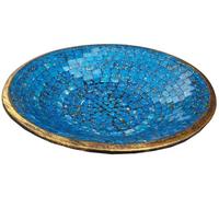 Guru-Shop Coupe Ronde en Mosaïque, Sous-verre, bol Décoratif, Coupe à Fruits en Céramique et Verre Faite à la Main - Dessin 19, Turquoise, Taille : Grand (Ø 46 cm), Des Bols