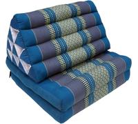 Guru-Shop Coussin Thaï, Coussin Triangulaire, Kapok, lit de Jour Avec 2 Coussins - Turquoise/grise, Turquoise, 30x50x120 cm, Coussin Thai / 2 Supports