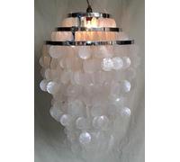 Guru-Shop Couverture / Plafonnier Chrome Sangria, Lumière Muschel des Centaines Capiz / Perlmuttplättchen, Lesdisquesdecoquille, 60x40x40 cm, Oceanlights Coquilles de Capiz
