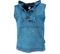 GURU SHOP Débardeur à capuche pour homme - Sweat à capuche sans manches - Bleu - Coton - Taille : S, bleu, S