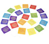 GURU SHOP Drapeau de prière en papier de 2,5 m, décoration bouddhiste en papier lokta - Fleur de vie 11 x 11 cm