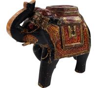 Guru-Shop Eléphant Déco D`Inde, Peint, éléphant Indien en Bois, éléphant Sculpture, Noir, Couleur : Noir, 15x18x8 cm, Les Chiffres des Animaux