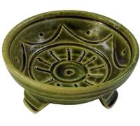 Guru-Shop Encensoir en Céramique, Vert, Couleur : Vert, 4x7,5x7,5 cm, Porte-bâton D`encens