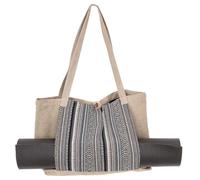 GURU SHOP Ethno Sac pour tapis de yoga, sac pour tapis de yoga, sac de plage, sac de shopping - Couleur lin, homme/femme, coton, 30 x 45 x 15 cm, Sac pour tapis de yoga, Lin, Taille unique