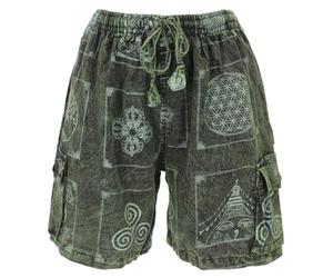 GURU SHOP Ethno Short de yoga Stonewash en coton pour homme, vert, 50