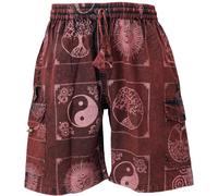 GURU SHOP Ethno Stonewash Short de yoga Népal pour homme, rouge, 44