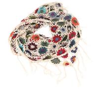 GURU SHOP Étole en crochet, motif de fleurs hippie, écharpe triangulaire, pour homme/femme, vert, coton, taille unique, ivoire