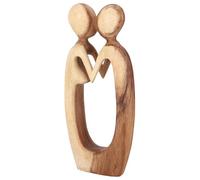 GURU SHOP Figurine en bois, statue, objet de décoration Feng Shui, 30 cm, couple d'amoureux/marron clair, objets de décoration