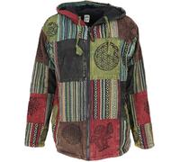 GURU SHOP Goa Jacke, Patchwork Sweatshirt Jacke - grün/bunt Homme Sweat-shirt zippé à capuche multicolore XXL