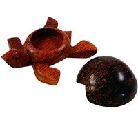 Guru-Shop Grand Cendrier en Bois Avec Couvercle en Forme de Tortue, Brun, Boisdecocotier, 8x20x17 cm, Accessoires de Cuisine et Divers