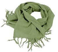 GURU SHOP Grand foulard indien en coton, écharpe légère, serviette de plage 200 x 66 cm - Vert olive - Homme/femme