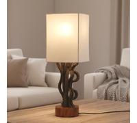 GURU SHOP Guru-Shop Lampe de table/lampe de table fabriquée à la main à Bali en matériau naturel, bois flotté, coton - Modèle Limes, 48x15x15cm, lampes de table en matériaux naturels