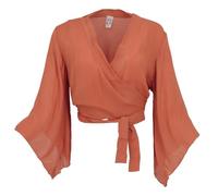 GURU SHOP Haut court à manches trompettes pour femme - Synthétique, Orange rouille., 38