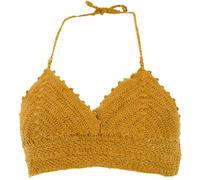 GURU SHOP Haut de bikini au crochet, haut de plage, soutien-gorge hippie pour femme, vert, coton, taille : 36, Moutarde, 36