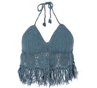 GURU SHOP Haut de bikini en crochet, haut de plage, soutien-gorge hippie Flower Power, femme, noir, coton, taille : 36, pétrole, 36
