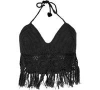 GURU SHOP Haut de bikini en crochet, haut de plage, soutien-gorge hippie Flower Power, femme, noir, coton, taille : 36, Noir , 36
