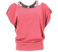 GURU SHOP Haut superposé, t-shirt de yoga en coton bio avec imprimé tribal, t-shirt basique avec haut intérieur - blanc, femme, Rouge persan, 44