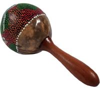 Guru-Shop Instrument de Musique en Bois, Instrument de Musique à Percussion, Fait Main - Hochet en Noix de Coco Avec Peinture à Points, Marron, 20x12x12 cm, Instruments de Musique
