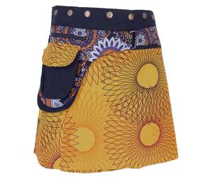 GURU SHOP Jupe enveloppante courte avec imprimé champignon - Cacheur avec boutons pression - Pour femme - Gris - Coton - Taille unique