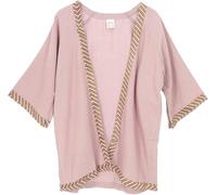 GURU SHOP Kimono court, cardigan, kimono ouvert en coton pour femme, noir, coton, taille : taille unique, rose, taille unique