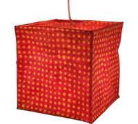 Guru-Shop Lampe à Suspendre Carrée en Papier, Abat-jour en Papier Annapurna, Papier Fait Main - Rouge, PapierLokta, 25x24x24 cm, Lampes de Plafond Asiatiques Lampes en Papier Tissu