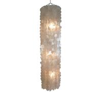 Guru-Shop Lampe de Plafond/Plafonnier, Lampe à Coquille Avec des Centaines de Capiz, Plaques de Nacre - Modèle Langkawi Blanc, Descoquilles, 180x40x40 cm, Lampes Suspendues en Matériaux Naturels