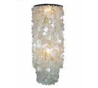 Guru-Shop Lampe de Plafond/Plafonnier, Lampe à Coquille Faite de Centaines de Capiz, Plaques de Nacre - Modèle Samoa Long, Blanc, Descoquilles, La Couleur : Blanc, 100x40x40 cm