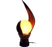 Guru-Shop Lampe de Table/lampe de Table en Feuille de Palmier, Fabriquée à la Main à Bali en Matériau Naturel, Bois de Palmier - Modèle Livia, Marron, Feuillesdepalmier, 35x18x18 cm