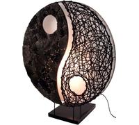 Guru-Shop Lampe de Table/Lampe de Table, Fabriquée à la Main à Bali à Partir D`un Matériau Naturel, la Pierre de Lave - Modèle Yin Yang, Bambou, 50x45x18 cm, Lampes de Table Asiatiques