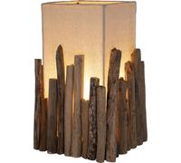 Guru-Shop Lampe de Table/Lampe de Table Lesotho, Fait à la Main à Bali en Matériel Naturel, Bois Flotté, Coton - Modèle Levante, Boisflotté, 30x21x21 cm, Lampes de Table en Matériaux Naturels