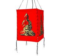 Guru-Shop Lokta, Abat-jour en Papier, Plafonnier en Papier Fait Main - Bouddha 1 Rouge, PapierLokta, 28x18x18 cm, Lampes de Plafond Asiatiques Lampes en Papier Tissu