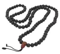 GURU SHOP Mala tibétain en pierres semi-précieuses, collier de prière bouddhiste, collier de méditation, collier de yoga - Lave