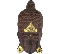 Guru-Shop Masque de Bouddha Avec Décoration Dorée, Décoration Murale, Décoration Murale Ethno du Bois de Balsa, Lebois, Taille : 35 cm, Bouddhas