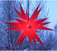 GURU SHOP Melchior Outdoor II Rouge, étoile 3D D`extérieur Très Stable Ø 60 cm, Avec 20 Pointes, Câble D`extérieur de 4 m Inclus - Melchior Rouge, Enplastique, Les étoiles Extérieures en 3D