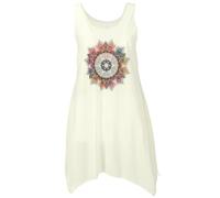 Guru Shop Mini Robe Ethnique, Femme, Blanc, synthétique, Taille: 40, Robes Courtes vêtements alternatifs, Crème/Mandala, 42