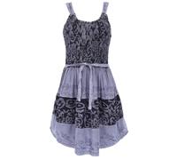 GURU SHOP Mini robe indienne brodée bohème chic médiévale pour femme synthétique, bleu, 42